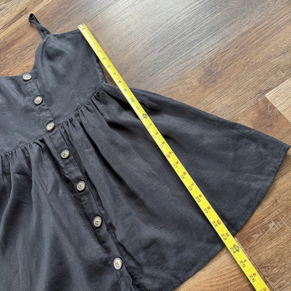 Reformation Finn chic Black linen classic minimalist Button-Down Dress 6 - Picture 9 of 11
